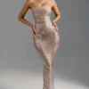 Rochie maxi bandeau cu ornamente Amaya, culoare Almond Rochie maxi bandeau cu ornamente Amaya, culoare Almond