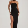 Rochie maxi bandeau cu ornamente Belgravia, negru