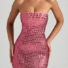 Rochie maxi bandeau fără bretele cu ornamente Amaya, în culoarea pepene verde Rochie maxi bandeau fără bretele cu ornamente Amaya, în culoarea pepene verde
