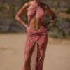Rochie maxi Caicos cu decupaje și gât halter, cu imprimeu Paisley Rochie maxi Caicos cu decupaje și gât halter, cu imprimeu Paisley