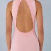 Rochie Maxi Cataleya din modal, cu gât halter, în roz pudrat