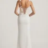 Rochie maxi corset cu decolteu adânc și volane, cu ornamente, model Nathalia, culoare ivoriu Rochie maxi corset cu decolteu adânc și volane, cu ornamente, model Nathalia, culoare ivoriu