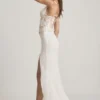 Rochie maxi corset cu decolteu adânc și volane, cu ornamente, model Nathalia, culoare ivoriu Rochie maxi corset cu decolteu adânc și volane, cu ornamente, model Nathalia, culoare ivoriu