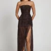 Rochie maxi cu bandă și drapaj, cu ornamente, model Ersilia, cu imprimeu de șarpe Hotfix Rochie maxi cu bandă și drapaj, cu ornamente, model Ersilia, cu imprimeu de șarpe Hotfix
