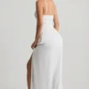 Rochie maxi cu bretele și drapaje Olyssia, albă Rochie maxi cu bretele și drapaje Olyssia, albă