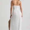 Rochie maxi cu bretele și drapaje Olyssia, albă Rochie maxi cu bretele și drapaje Olyssia, albă