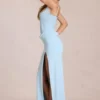 Rochie maxi cu corset din dantelă Zalia, albastru pudră