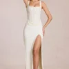 Rochie maxi cu corset din dantelă Zalia, de culoare ivoriu Rochie maxi cu corset din dantelă Zalia, de culoare ivoriu