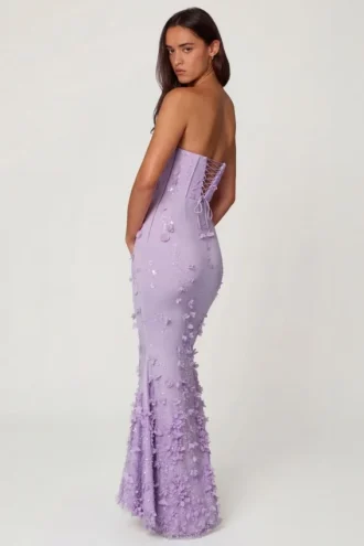 Rochie maxi cu corset și șireturi Amal, în culoarea liliac Rochie maxi cu corset și șireturi Amal, în culoarea liliac