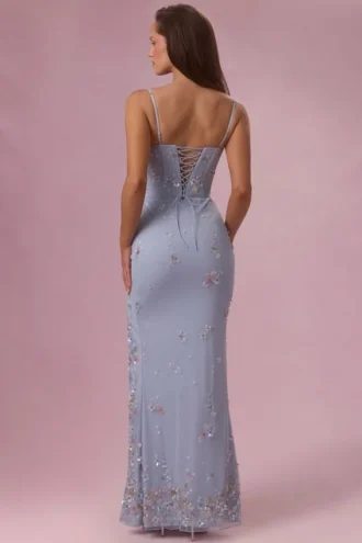 Rochie maxi cu corset și ornamente Primara, albastru pudră Rochie maxi cu corset și ornamente Primara, albastru pudră