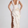 Rochie maxi cu corset și volane Ambrosia, de culoare ivoriu Rochie maxi cu corset și volane Ambrosia, de culoare ivoriu