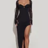 Rochie maxi cu decupaj lateral și ornamente San Marino, negru Rochie maxi cu decupaj lateral și ornamente San Marino, negru
