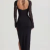 Rochie maxi cu decupaj lateral și ornamente San Marino, negru Rochie maxi cu decupaj lateral și ornamente San Marino, negru