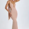 Rochie maxi cu decupaje și gât halter, cu detalii de eșarfă, Anneka, în nuanța Warm Peach Rochie maxi cu decupaje și gât halter, cu detalii de eșarfă, Anneka, în nuanța Warm Peach