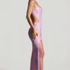 Rochie maxi cu decupaje și ornamente Lucienne, în nuanța roz bujor Rochie maxi cu decupaje și ornamente Lucienne, în nuanța roz bujor