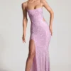 Rochie maxi cu decupaje și ornamente Lucienne, în nuanța roz bujor Rochie maxi cu decupaje și ornamente Lucienne, în nuanța roz bujor