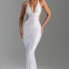 Rochie maxi cu decupaje și spate decupat Magdalena, alb Rochie maxi cu decupaje și spate decupat Magdalena, alb