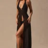 Rochie Maxi cu gât halter Coralie, negru Rochie Maxi cu gât halter Coralie, negru