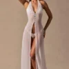 Rochie Maxi cu gât în V Coralie, alb Rochie Maxi cu gât în V Coralie, alb
