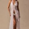 Rochie Maxi cu gât în V Coralie, alb Rochie Maxi cu gât în V Coralie, alb