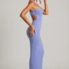 Rochie maxi cu guler cowl și ornamente Monte Carlo, albastru pudră Rochie maxi cu guler cowl și ornamente Monte Carlo, albastru pudră