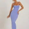 Rochie maxi cu guler cowl și ornamente Monte Carlo, albastru pudră Rochie maxi cu guler cowl și ornamente Monte Carlo, albastru pudră