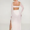 Rochie Maxi cu guler înalt și ornamente Champel, culoare ivoriu Rochie Maxi cu guler înalt și ornamente Champel, culoare ivoriu