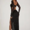 Rochie Maxi cu guler înalt și ornamente Champel, negru Rochie Maxi cu guler înalt și ornamente Champel, negru