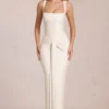 Rochie maxi cu guler pătrat și drapaj Nayeli, culoare Ivory Rochie maxi cu guler pătrat și drapaj Nayeli, culoare Ivory