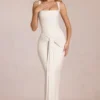 Rochie maxi cu guler pătrat și drapaj Nayeli, culoare Ivory Rochie maxi cu guler pătrat și drapaj Nayeli, culoare Ivory
