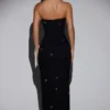 Rochie maxi cu guler tip cowl și decorațiuni La Rochette, negru Rochie maxi cu guler tip cowl și decorațiuni La Rochette, negru