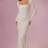 Rochie maxi cu mâneci lungi din dantelă Isolde, culoare ivoriu Rochie maxi cu mâneci lungi din dantelă Isolde, culoare ivoriu
