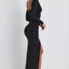 Rochie maxi cu mâneci lungi și decolteu adânc Marcela Modal, negru Rochie maxi cu mâneci lungi și decolteu adânc Marcela Modal, negru