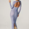 Rochie maxi cu mâneci lungi și decorațiuni Yasmin, albastră Rochie maxi cu mâneci lungi și decorațiuni Yasmin, albastră