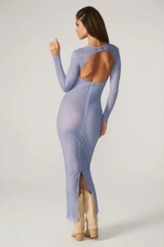 Rochie maxi cu mâneci lungi și decorațiuni Yasmin, albastră Rochie maxi cu mâneci lungi și decorațiuni Yasmin, albastră