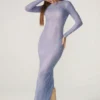Rochie maxi cu mâneci lungi și decorațiuni Yasmin, albastră Rochie maxi cu mâneci lungi și decorațiuni Yasmin, albastră