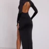 Rochie maxi cu mâneci lungi și glugă Desdemona, negru Rochie maxi cu mâneci lungi și glugă Desdemona, negru