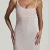 Rochie maxi cu spate decupat și detalii decorative Duhamel, albă Rochie maxi cu spate decupat și detalii decorative Duhamel, albă