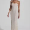 Rochie maxi cu spate decupat și detalii decorative Duhamel, albă Rochie maxi cu spate decupat și detalii decorative Duhamel, albă
