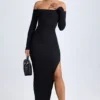 Rochie maxi cu umeri decupați și spate decupat Honora din modal, negru Rochie maxi cu umeri decupați și spate decupat Honora din modal, negru