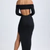 Rochie maxi cu umeri decupați și spate decupat Honora din modal, negru Rochie maxi cu umeri decupați și spate decupat Honora din modal, negru