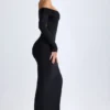Rochie maxi cu umeri decupați și spate decupat Honora din modal, negru Rochie maxi cu umeri decupați și spate decupat Honora din modal, negru