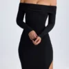 Rochie maxi cu umeri decupați și spate decupat Honora din modal, negru Rochie maxi cu umeri decupați și spate decupat Honora din modal, negru