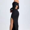 Rochie maxi cu umeri decupați și spate decupat Honora din modal, negru Rochie maxi cu umeri decupați și spate decupat Honora din modal, negru
