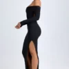 Rochie maxi cu umeri decupați și spate decupat Honora din modal, negru Rochie maxi cu umeri decupați și spate decupat Honora din modal, negru