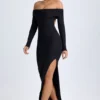 Rochie maxi cu umeri decupați și spate decupat Honora din modal, negru Rochie maxi cu umeri decupați și spate decupat Honora din modal, negru