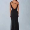 Rochie maxi cu un umăr Nivara, negru Rochie maxi cu un umăr Nivara, negru