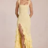Rochie maxi cu volane din dantelă Celira, galben lămâie Rochie maxi cu volane din dantelă Celira, galben lămâie
