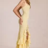 Rochie maxi cu volane din dantelă Celira, galben lămâie Rochie maxi cu volane din dantelă Celira, galben lămâie