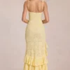 Rochie maxi cu volane din dantelă Celira, galben lămâie Rochie maxi cu volane din dantelă Celira, galben lămâie